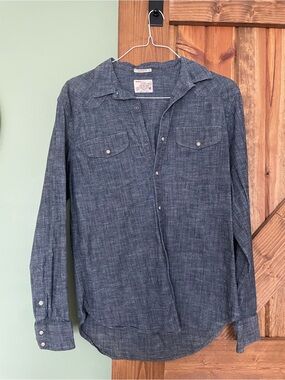 Men's Lucky Brand Chambray Snap-Up Shirt - Dark Blue
